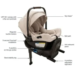 Nuna - Pipa Aire Rx Cadeirinha de carro infantil e base Relx, Biscotti