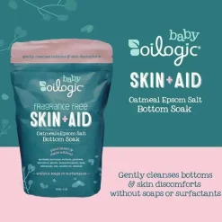 Oilogic - Banho de imersão, pele e auxílio para banho de sal Epsom com aveia Essentials para bebês