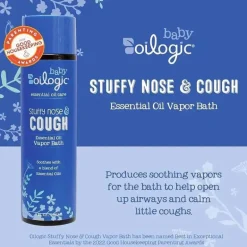 Oilogic Baby - Alívio para banho de vapor para nariz entupido e tosse para bebês e crianças pequenas