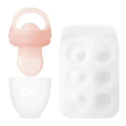 Ola Baby - Alimentador de frutas frescas de silicone e conjunto de picolé para introdução de alimentos sólidos, Coral