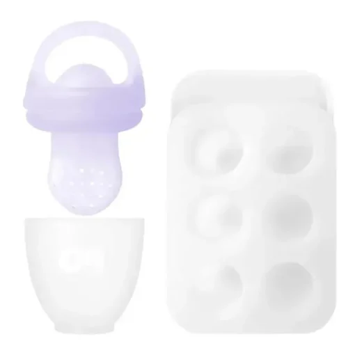 Ola Baby - Alimentador de frutas frescas de silicone e conjunto de picolé para introdução de alimentos sólidos, lilás