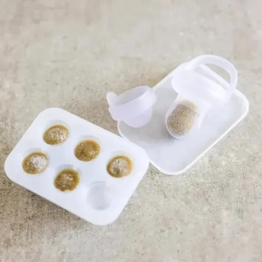 Ola Baby - Alimentador de frutas frescas de silicone e conjunto de picolé para introdução de alimentos sólidos, lilás