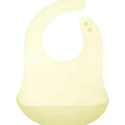 Ola Baby - Babador impermeável de silicone dobrável para bebê com estojo de viagem, limão