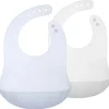 Ola Baby - Babador impermeável de silicone dobrável para bebê com estojo de viagem, 2 unidades, mirtilo/pérola