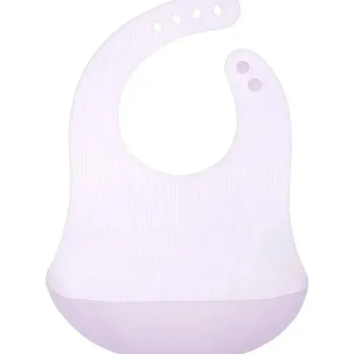 Ola Baby - babador impermeável de silicone dobrável para bebê com estojo de viagem, lilás