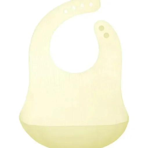 Ola Baby - Babador impermeável de silicone dobrável para bebê com estojo de viagem, limão