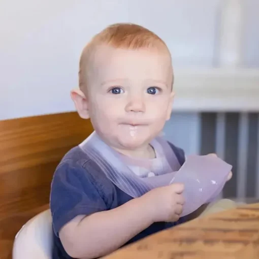 Ola Baby - babador impermeável de silicone dobrável para bebê com estojo de viagem, mirtilo