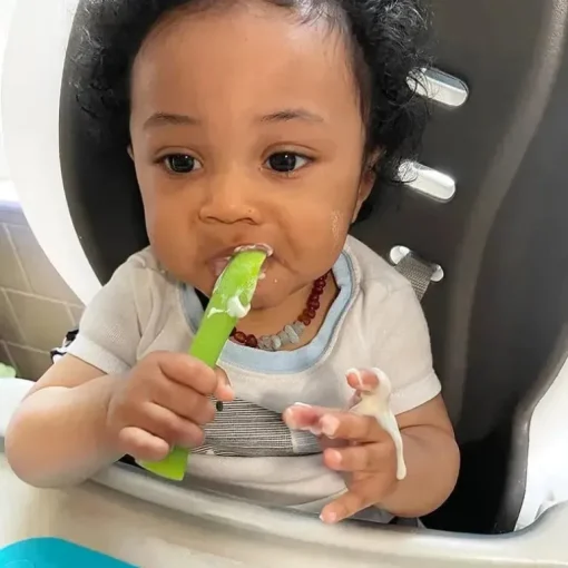 Ola Baby - Conjunto de garfo de treino + colher de 2 unidades, verde