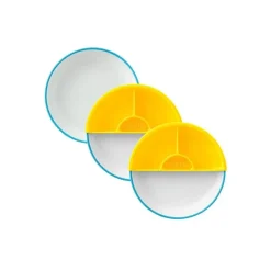Omie - Toddler Plate With Divider, Blue | 3 plates & 2 dividers