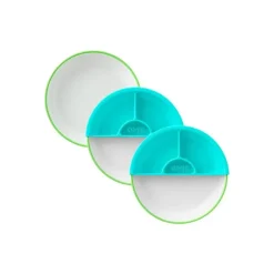 Omie - Toddler Plate With Divider, Green | 3 plates & 2 dividers