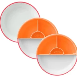 Omie - Toddler Plate With Divider, Pink | 3 plates & 2 dividers