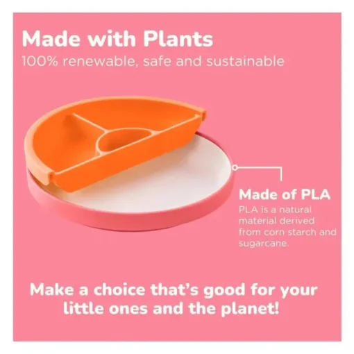 Omie - Toddler Plate With Divider, Pink | 1 plate