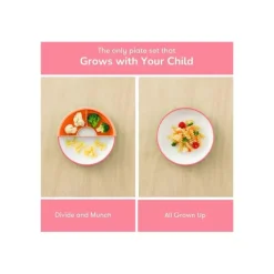Omie - Toddler Plate With Divider, Pink | 3 plates & 2 dividers