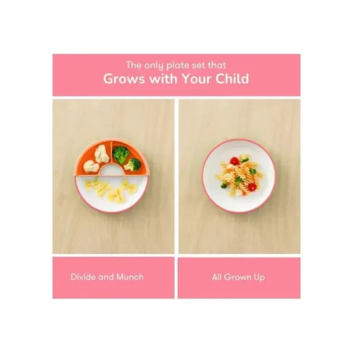 Omie - Toddler Plate With Divider, Pink | 1 plate