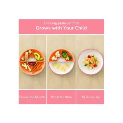 Omie - Toddler Plate With Divider, Pink | 3 plates & 2 dividers