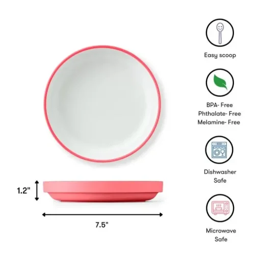 Omie - Toddler Plate With Divider, Pink | 1 plate