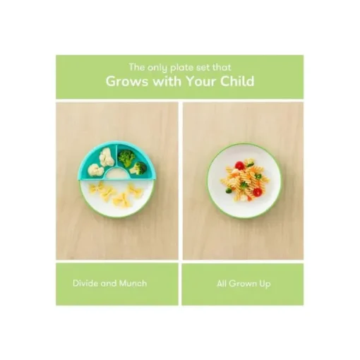 Omie - Toddler Plate With Divider, Green