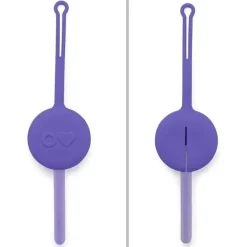 OmieBox - 2 unidades de garfo e colher de plástico reutilizáveis ​​com cápsula para crianças, ameixa roxa