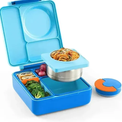 OmieBox - Caixa Bento Isolada com Jarra Térmica para Alimentos à Prova de Vazamento, Céu Azul