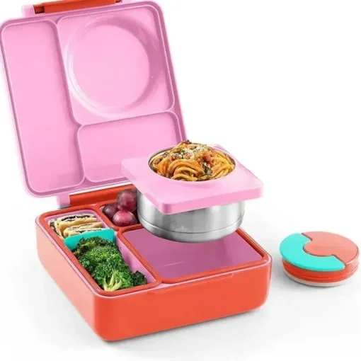 OmieBox - Caixa Bento isolada com jarra térmica para alimentos à prova de vazamentos, Pink Berry