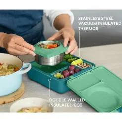 OmieBox - Caixa Bento Isolada com Jarra Térmica para Alimentos à Prova de Vazamento, Prado