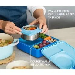 OmieBox - Caixa Bento Isolada com Jarra Térmica para Alimentos à Prova de Vazamento, Céu Azul