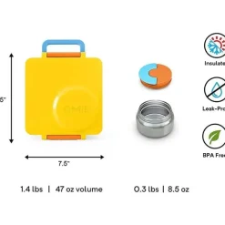 OmieBox - Caixa Bento Isolada com Jarra Térmica para Alimentos à Prova de Vazamento, Luz do Sol