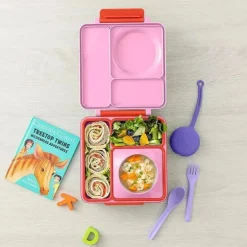 OmieBox - Caixa Bento isolada com jarra térmica para alimentos à prova de vazamentos, Pink Berry