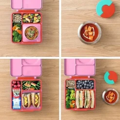 OmieBox - Caixa Bento isolada com jarra térmica para alimentos à prova de vazamentos, Pink Berry