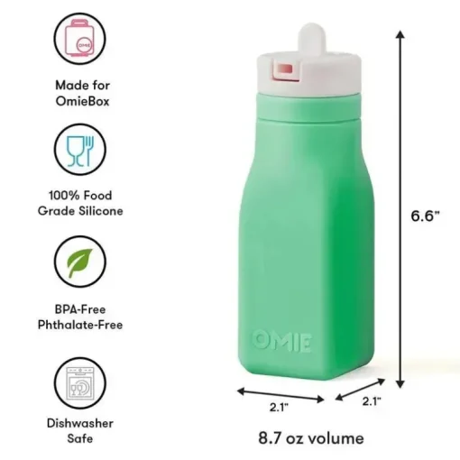 OmieBox - Garrafa de água de silicone à prova de vazamentos, verde