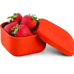 OmieBox - Recipientes de silicone para lanches à prova de vazamentos para viagem, vermelhos