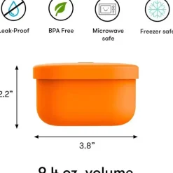 OmieBox - Recipientes de silicone para lanches à prova de vazamentos para viagem, laranja