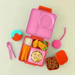 OmieBox - Recipientes de silicone para lanches à prova de vazamentos para viagem, vermelhos