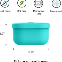 OmieBox - Recipientes de silicone para lanches à prova de vazamentos para viagem, azul-petróleo