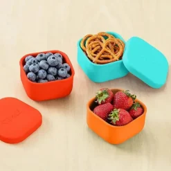 OmieBox - Recipientes de silicone para lanches à prova de vazamentos para viagem, vermelhos