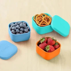OmieBox - Recipientes de silicone para lanches à prova de vazamentos para viagem, laranja