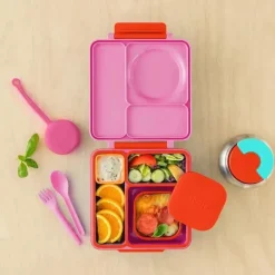 OmieBox - Recipientes de silicone para lanches à prova de vazamentos para viagem, vermelhos