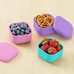 OmieBox - Recipientes de silicone para lanches à prova de vazamentos para viagem, azul-petróleo