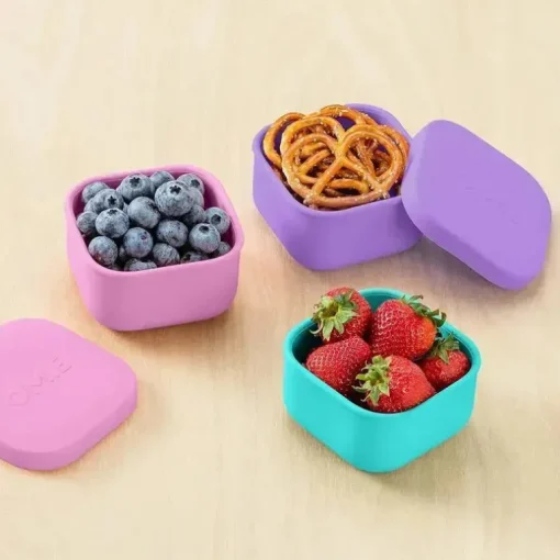 OmieBox - Recipientes de silicone para lanches à prova de vazamentos para viagem, azul-petróleo