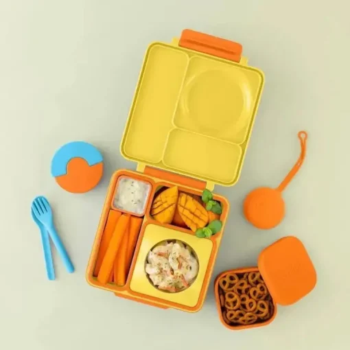 OmieBox - Recipientes de silicone para lanches à prova de vazamentos para viagem, laranja