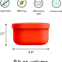 OmieBox - Recipientes de silicone para lanches à prova de vazamentos para viagem, vermelhos