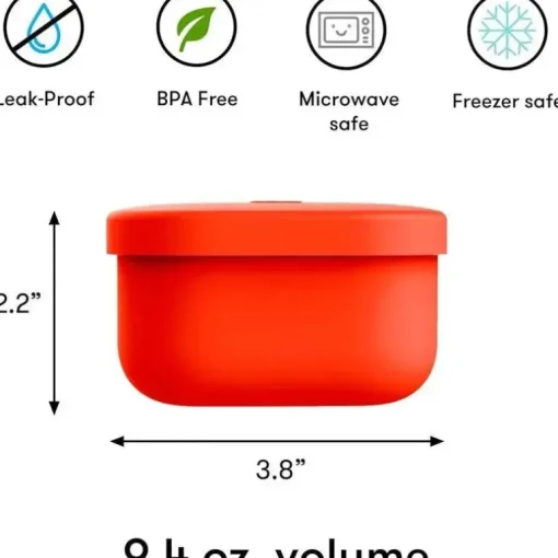 OmieBox - Recipientes de silicone para lanches à prova de vazamentos para viagem, vermelhos