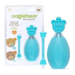Oogiebear - Aspirador nasal Baby Bear Pair com Booger Picker e limpador de ouvido, azul