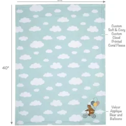 Originais para dormir - Up &amp; Away Urso/Balão/Nuvem Manta de lã macia azul para bebê