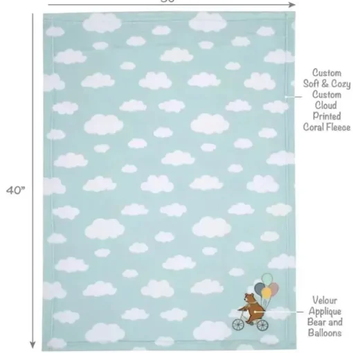 Originais para dormir - Up &amp; Away Urso/Balão/Nuvem Manta de lã macia azul para bebê