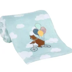 Originais para dormir - Up &amp; Away Urso/Balão/Nuvem Manta de lã macia azul para bebê