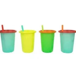 Os primeiros anos - copos de palha Take &amp; Toss, copos com canudinho para crianças de 10 onças - pacote com 4