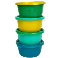 Os primeiros anos - Tigelas reutilizáveis ​​GreenGrown® com tampa - Tigela para lanche infantil, 4 unidades