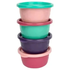 Os primeiros anos - Tigelas reutilizáveis ​​para lanches infantis GreenGrown com tampas - Rosa - 4 unidades/8 onças