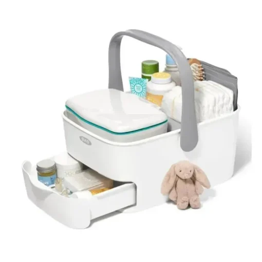 Oxo - Caddy de fraldas infantil com trocador, branco/cinza